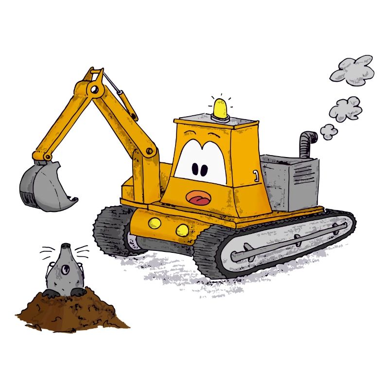 Excavator mole crane construction site builder guys