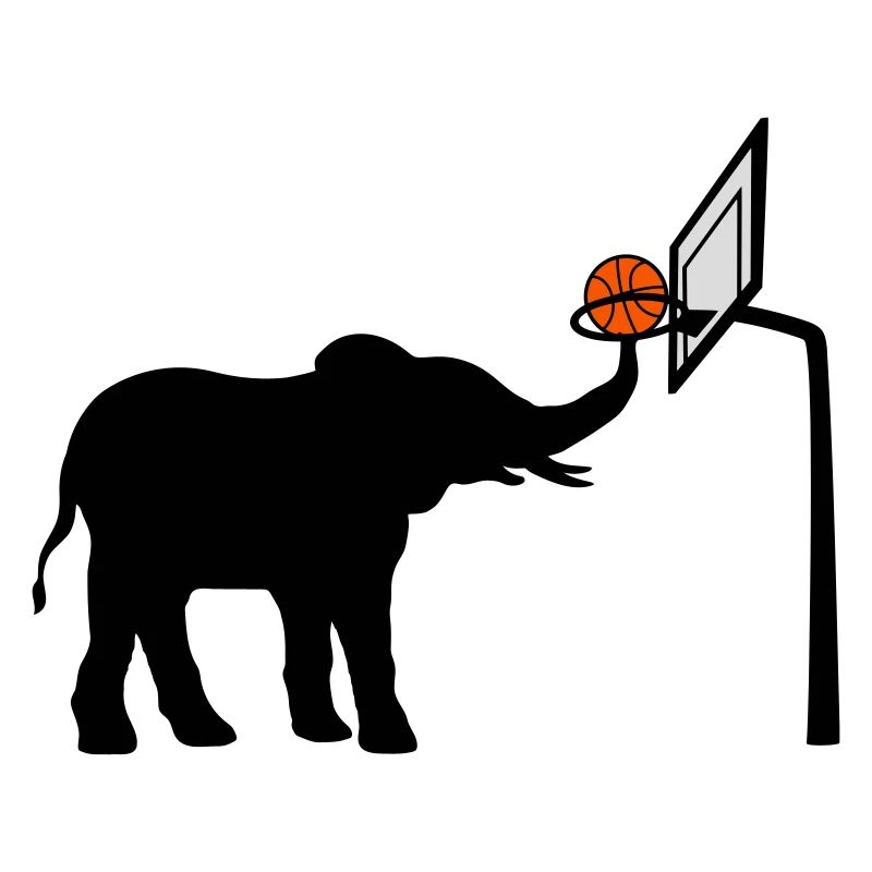 Basketball-playing elephant silhouette
