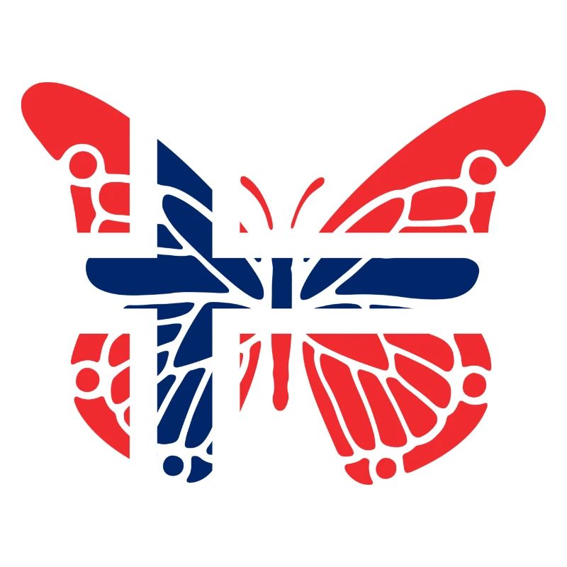 Papillon avec drapeau de la Norvège