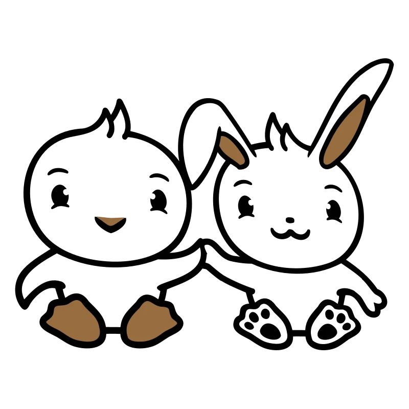 Bunny Bird Chick 2 Friends Team Two Hands Holding