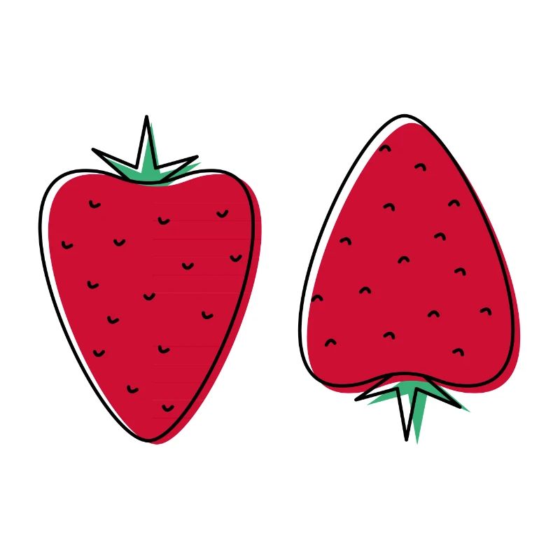Two abstract strawberries