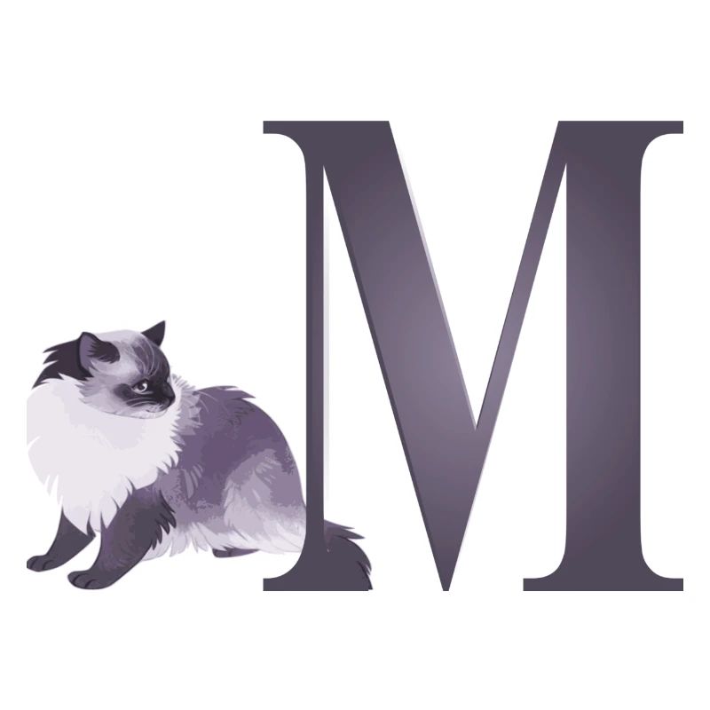 Letter M with curious cat