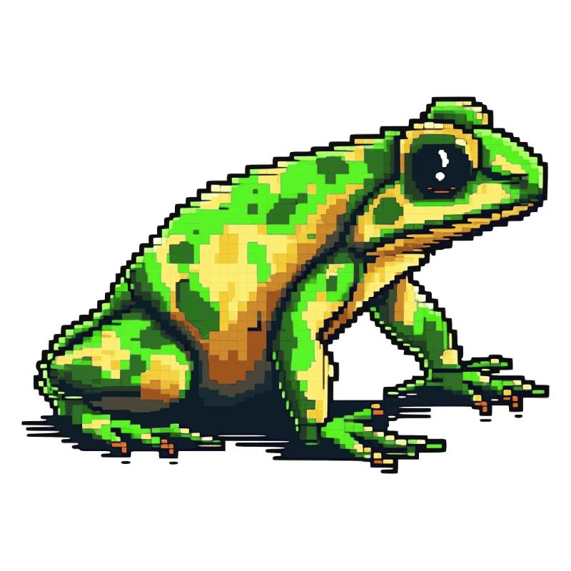 Poison dart frog in 8 bit retro pixel graphics