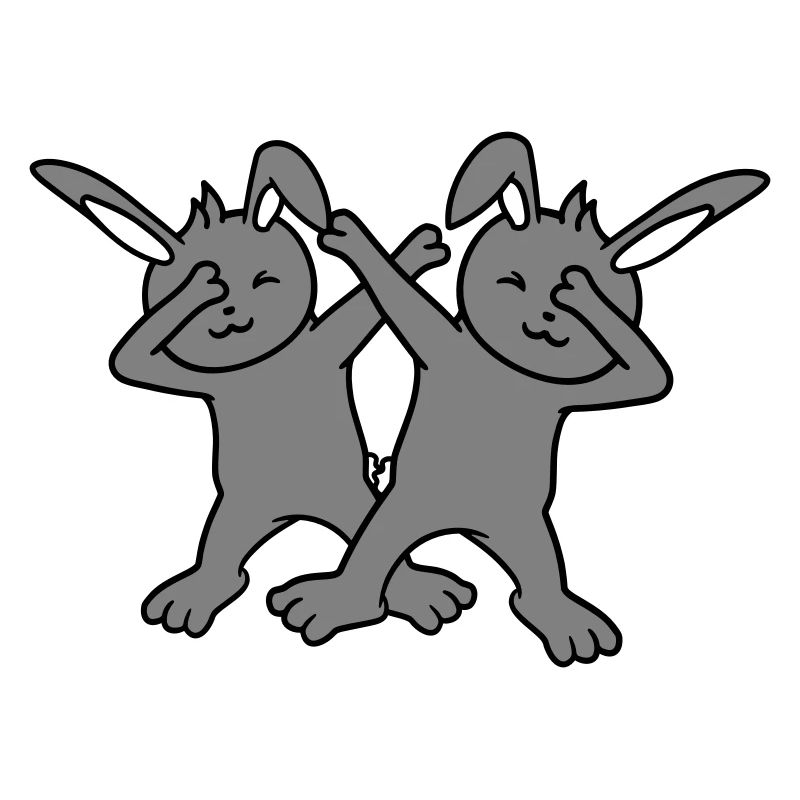 2 lapins Dabbing Dab Danse Pose Danse Soirée Célébrations