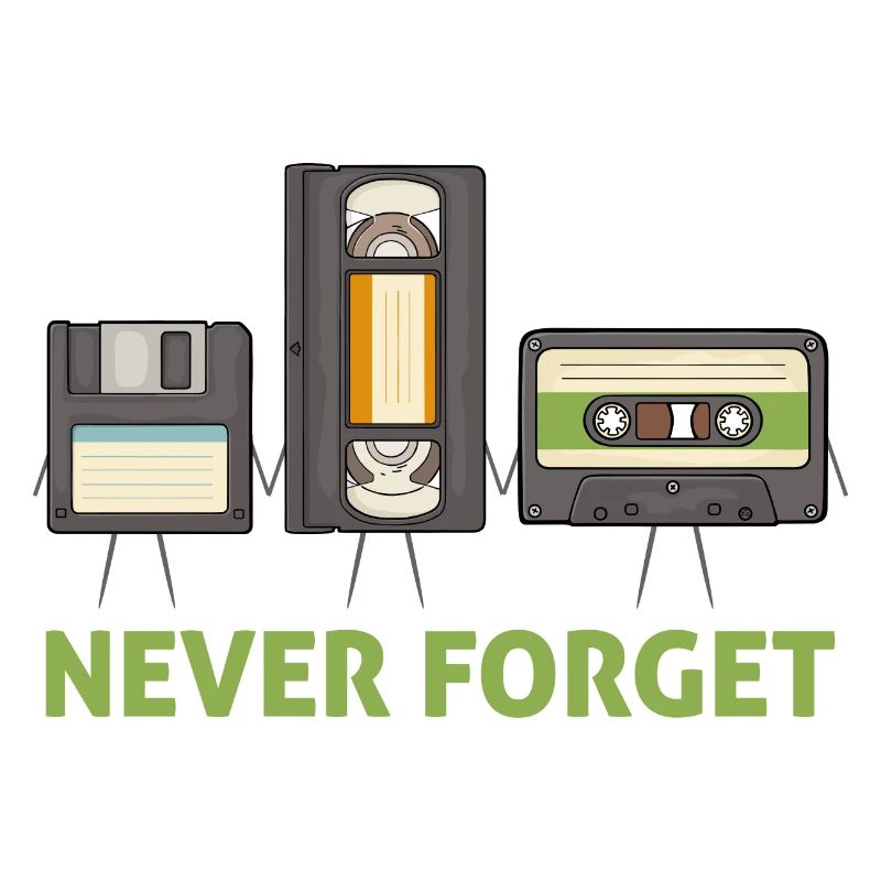 Never Forget Floppy Disk Video Tape Cassette