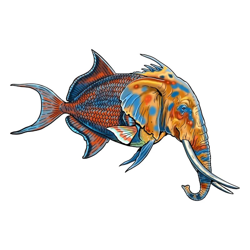 Fantastic creature: half elephant, half fish