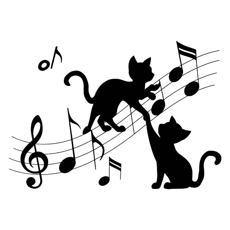 Black cats pattern playing with musical note