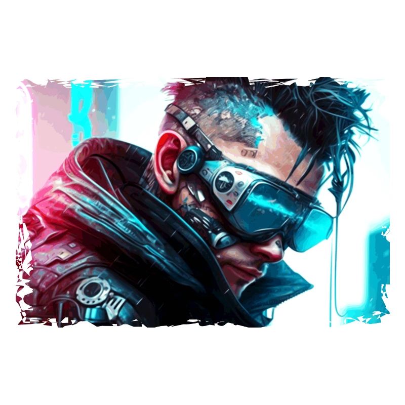 Cyber Soldat oder Punk in Neon Sci-Fi Manier