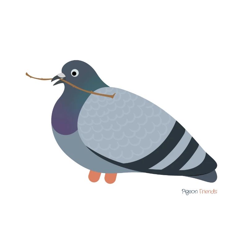 Pigeon avec une branche dans le bec