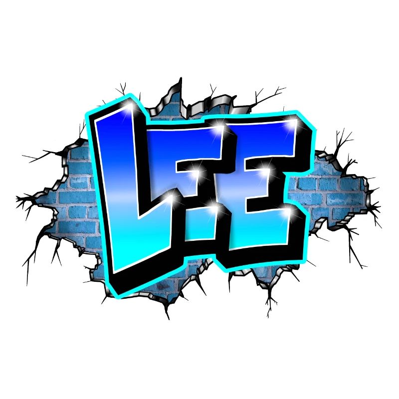 Graffiti LEE Blue Brick Risse