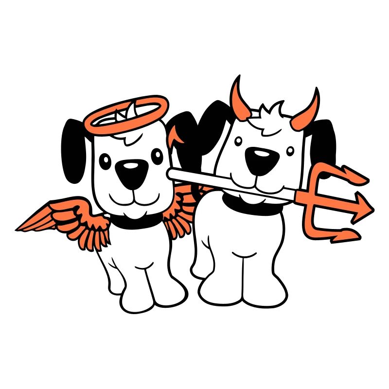 2 Chiens Ange Diable Satan Ciel Enfer Conscience