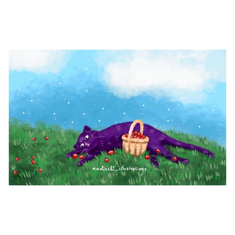 Erbeerfeld Katze