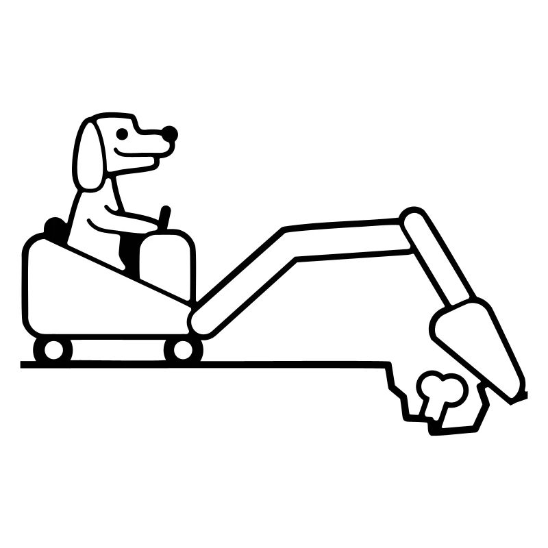 Dog Bones Burying Excavator Digging Cool Digging