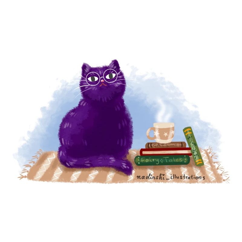 Katze, Bücher und Tee