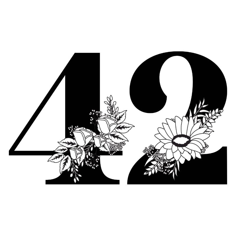 Nummer 42 Schwarze Blumen - 42. Blumengeburtstag