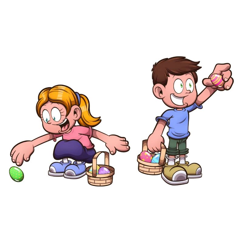 Kids Doing An Easter Egg Hunt