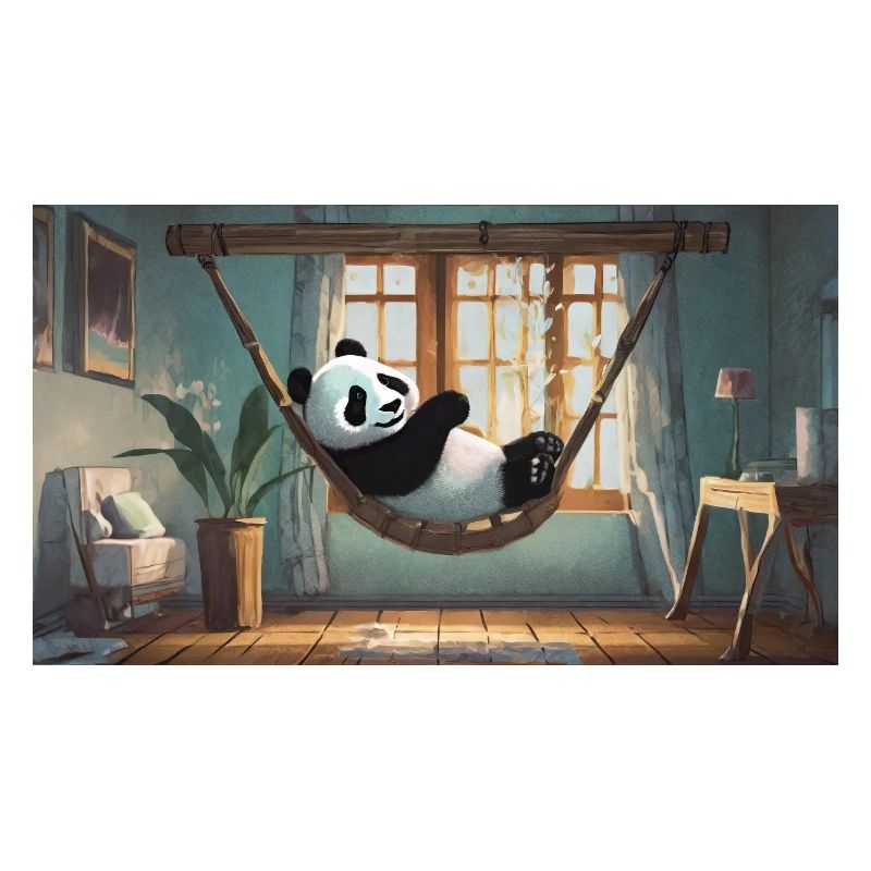 Cute animals chilling – panda chilling in a hammoc