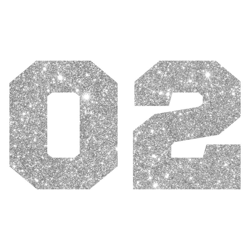 Number 2 Silver Glitter -2nd Anniversary