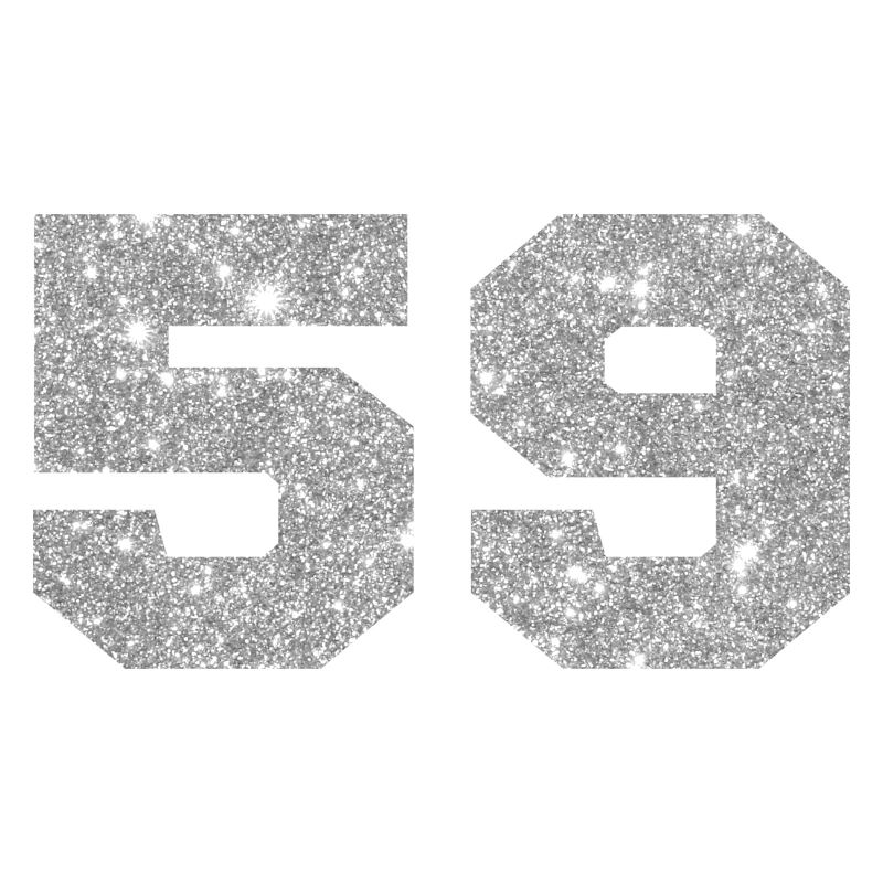 Number 59 Silver Glitter - 59th Anniversary