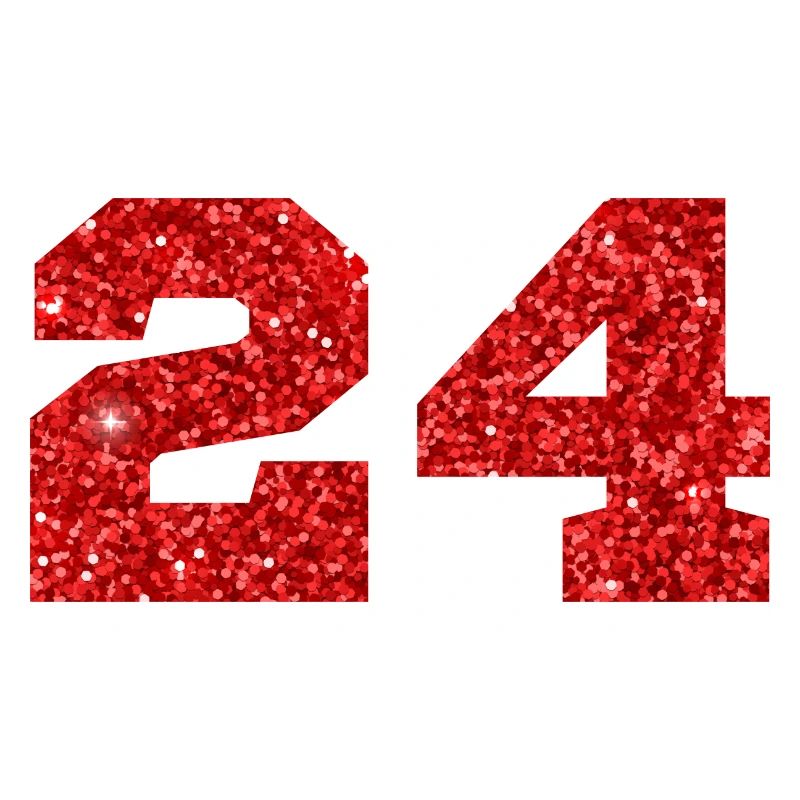 Number 24 Red Glitter - 24th Anniversary