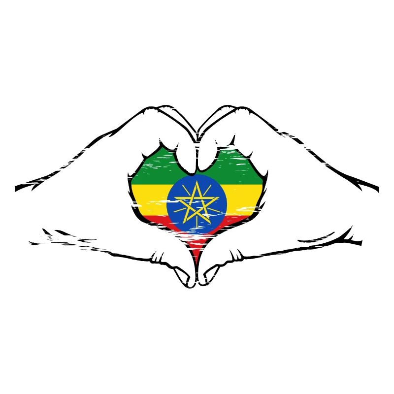 Drapeau de l’Ethiopie en forme de coeur utilisé