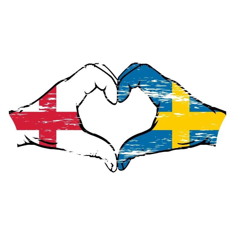 Angleterre Suède drapeau mains forme coeur utilisé
