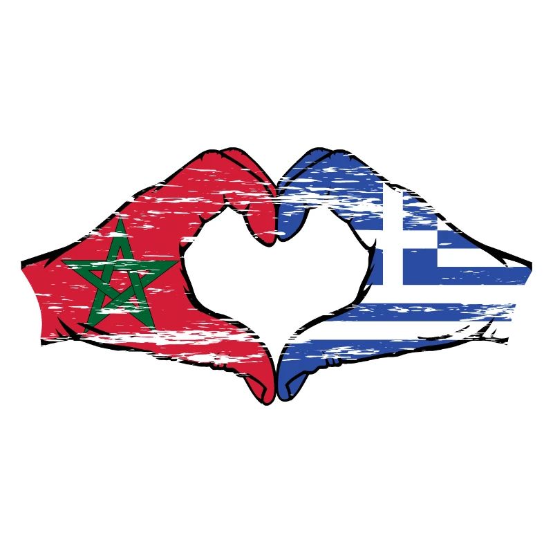 Drapeau du Maroc Grèce Mains Coeur Forme Utilisé