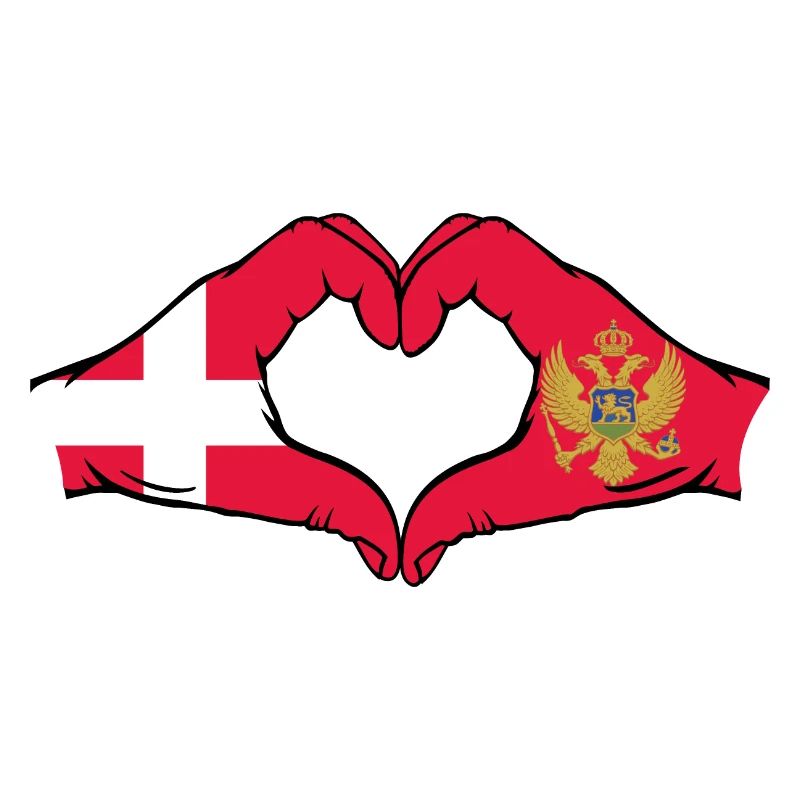 Danemark Monténégro drapeau mains forme coeur