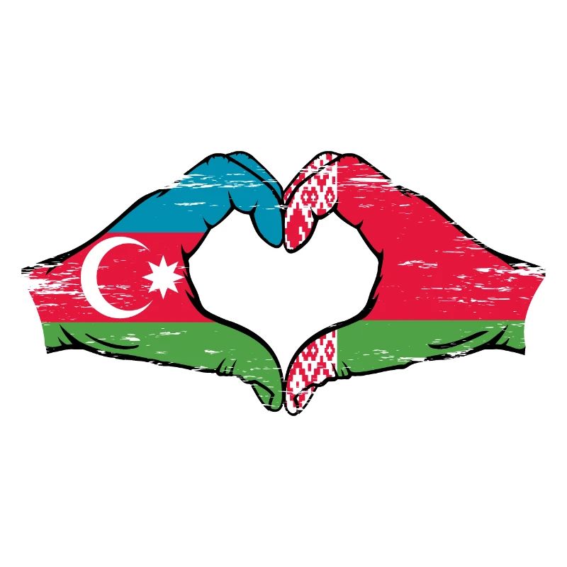 Azerbaïdjan Biélorussie drapeau mains forme de coeur utilisé