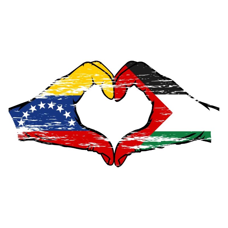 Venezuela Palestine drapeau mains forme de coeur utilisé