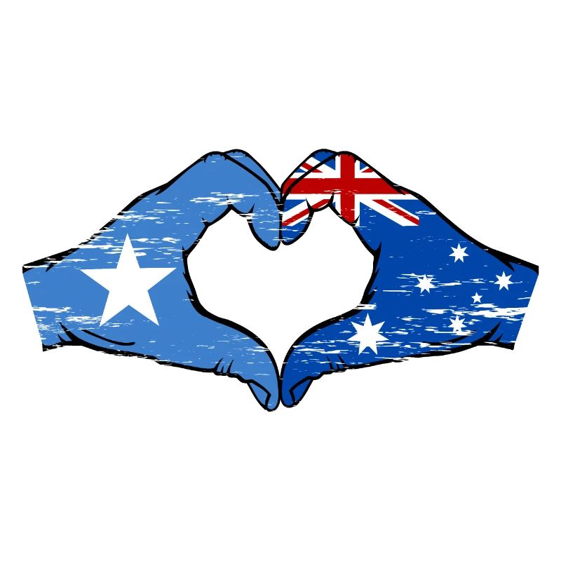 Somalie Australie drapeau mains forme de coeur utilisé