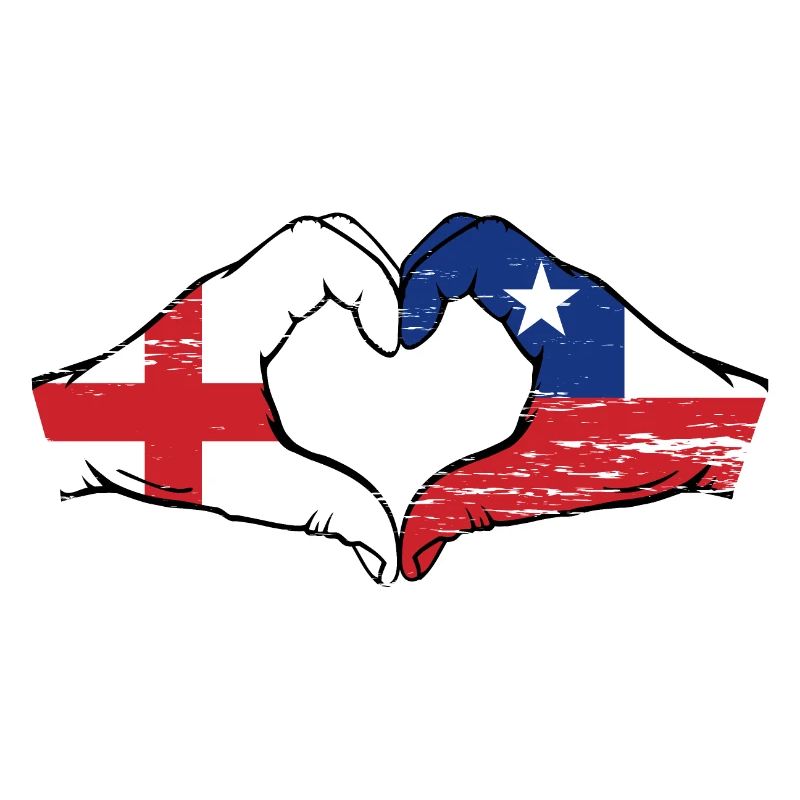 Angleterre Chili drapeau mains forme de coeur utilisé