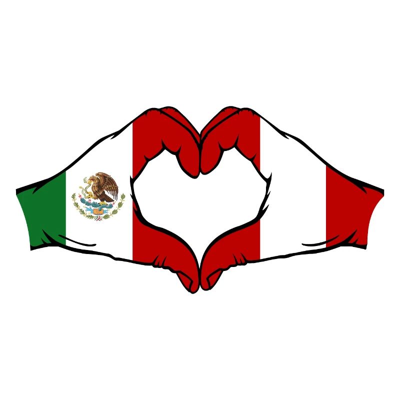 Mexique Pérou Drapeau Mains Coeur Forme