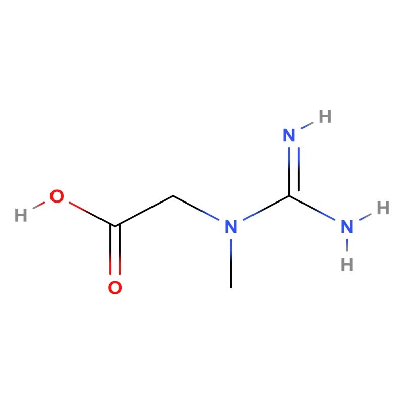 Molécule de créatine - Formule structurale colorée