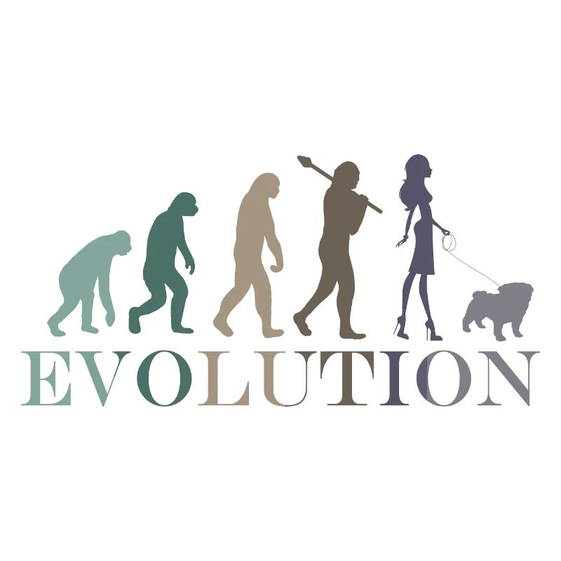 Evolution Mops Weiblich Retro Minimalismus