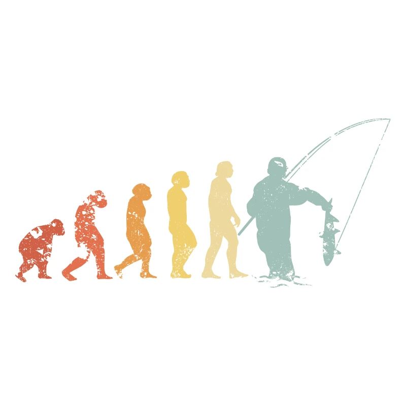 Angler Evolution Fisherman Evolution Retro Vintage
