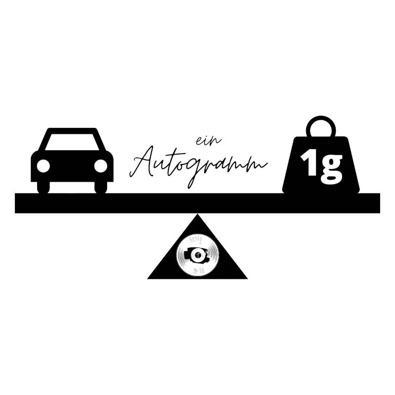 Autogramm - ein Auto und ein Gramm auf einer Waage