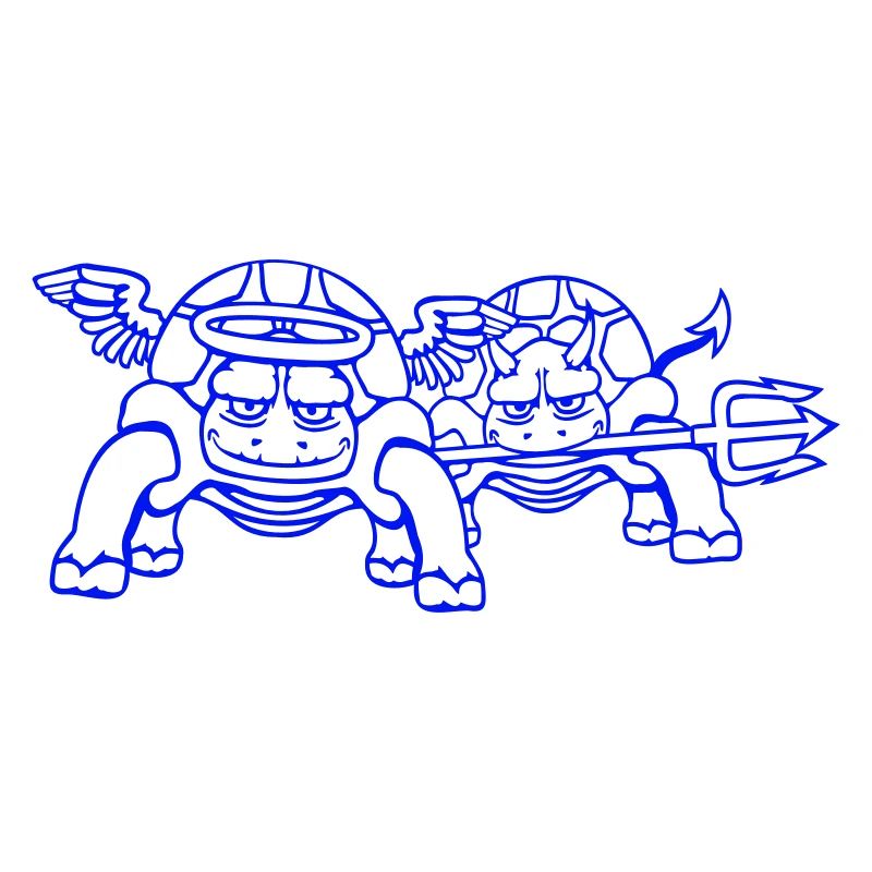 2 Turtles Conscience Team Devil Angel Evil Good