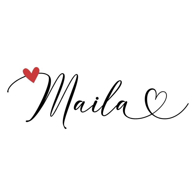 Maila Surname First Name Calligraphy Heart