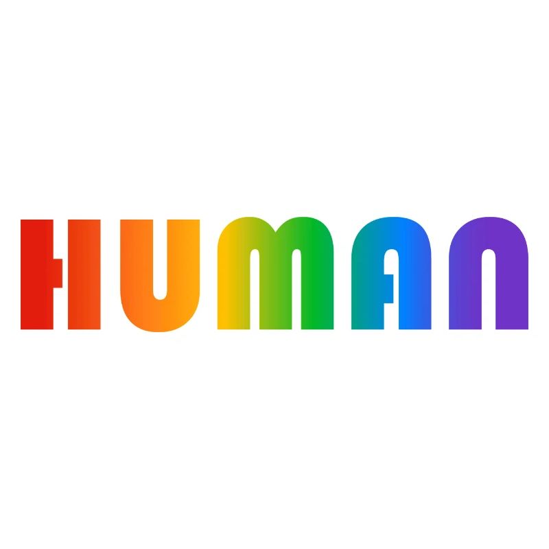HUMAN rainbow text