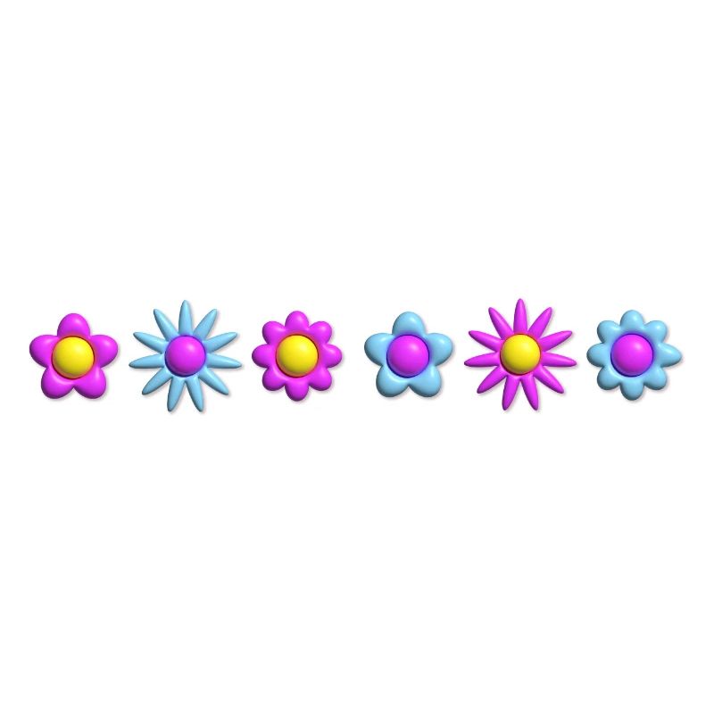 Flowers Blossoms in Row 3D