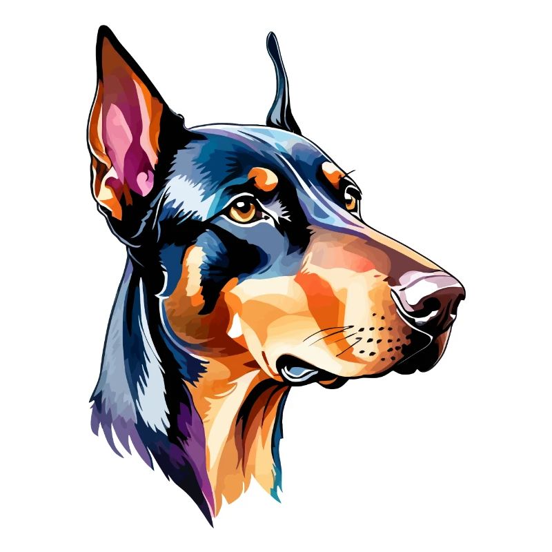 Dobermann Wasserfarben