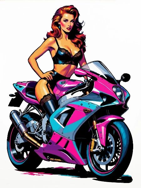 Pin-up-Mädchen auf Rennrad