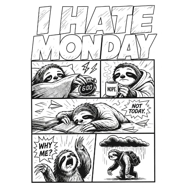 Je déteste Monday Sloth Comic