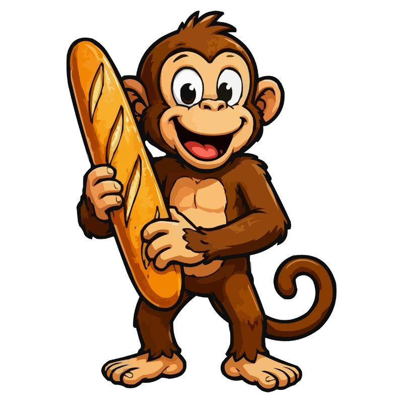 Affe mit Baguette