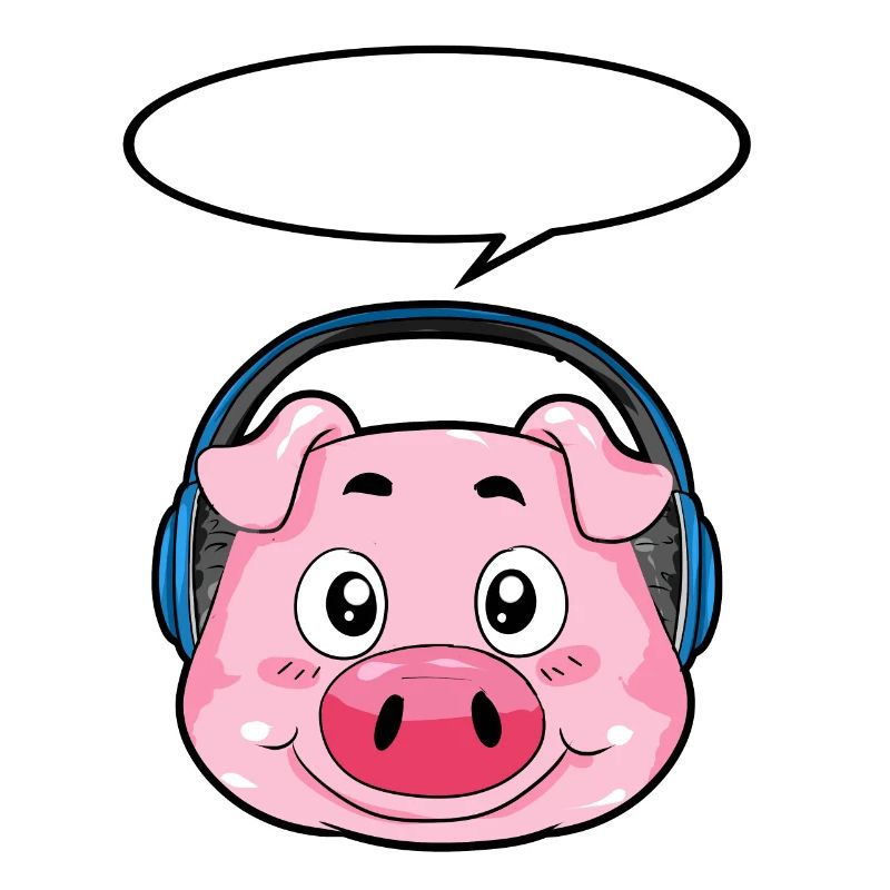 Schwein mit Kopfhörer