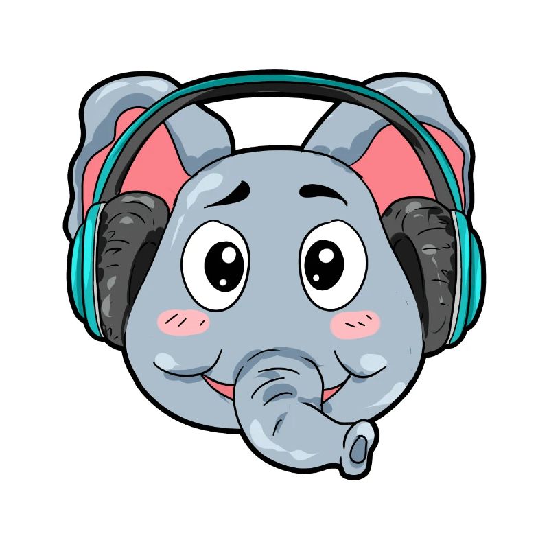 Elefant mit Kopfhörer