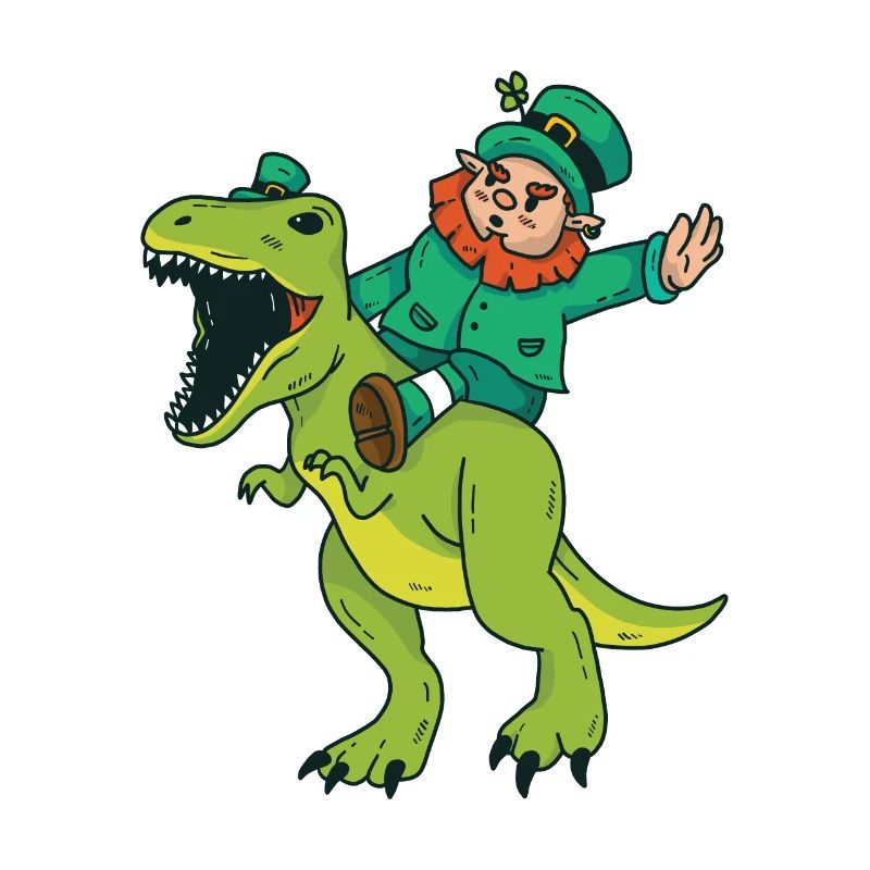 Zwerg reitet Dino