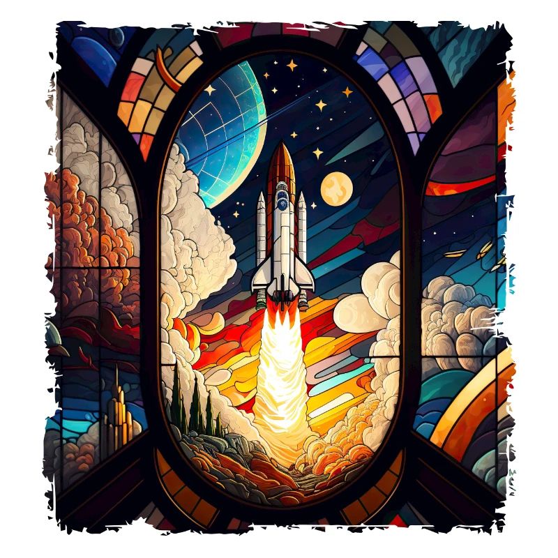 Rocket Space Rocket Launch Kirchenglass Buntglass
