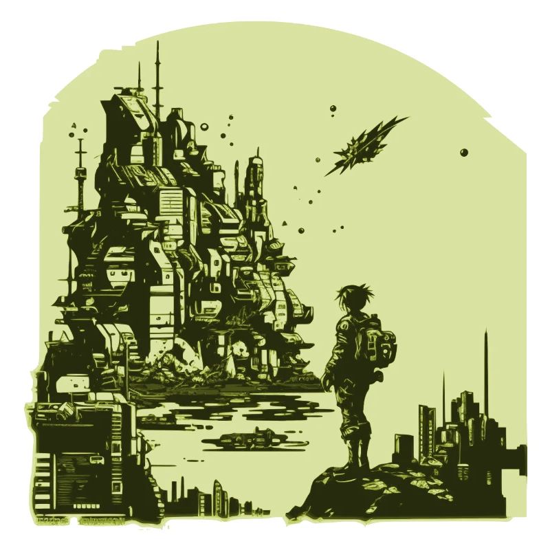 Bande dessinée de science-fiction dans un style rétro 8 bits